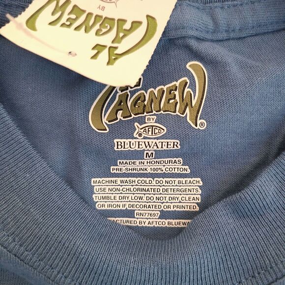 AL AGNEW T-Shirt Men's Size M Bald Eagle Mountain River Blue Pocket NEW w/ Tags - Picture 6 of 10